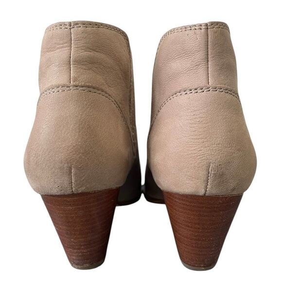 Frye Reina Cut Out Bootie Taupe 7.5 Heeled Leather Ankle Boots Pointed Toe - Picture 4 of 11
